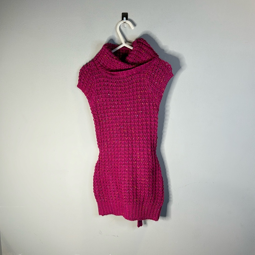 Pink Knit Sleeveless Sweater Dress